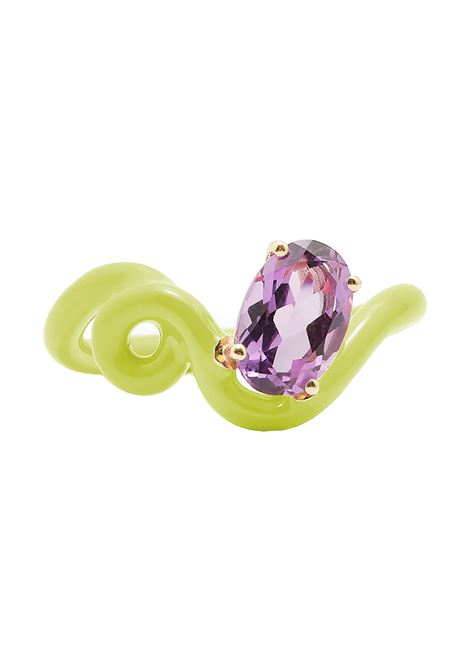 Anello Oval Vine In Verde Lime BEA BONGIASCA | VR184YGS-OVP1VA